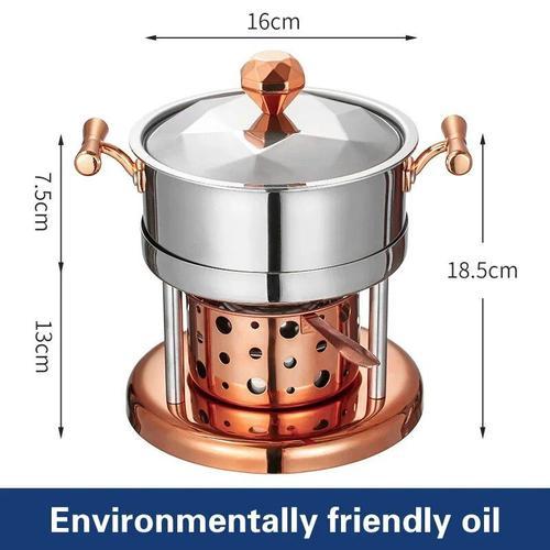 Petite marmite Shabu en acier inoxydable,four à alcool,marmite unique,gaz aéré,noyau de four,pots simples en libre service,304 - Type 7 E-Friendly oil