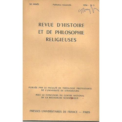 Revue D'histoire Et De Philosophie Religieuses 1956-3