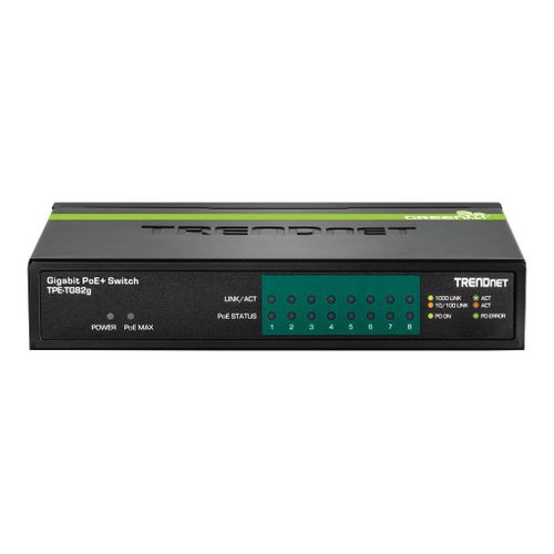 TRENDnet TPE TG82G - Commutateur - 8 x 10/100/1000 (PoE+) - de bureau - PoE+ (61 W)