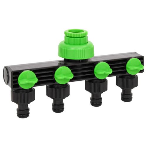 vidaXL Adaptateur de robinet ¿¿ 4 voies vert/noir 19,5x6x11 cm ABS & PP
