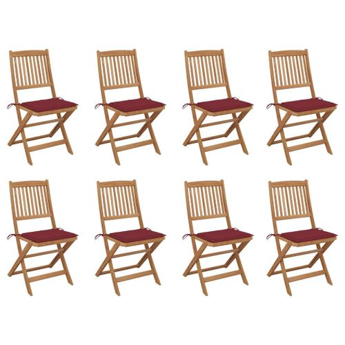 Vidaxl Chaises Pliables D'extérieur Avec Coussins 8 Pcs Bois D'acacia