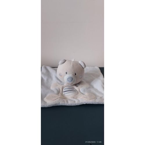 Doudou Ours Sucre D 'orge Bleu Et Blanc