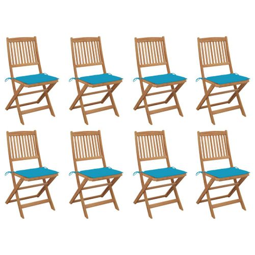 Vidaxl Chaises Pliables D'extérieur Avec Coussins 8 Pcs Bois D'acacia