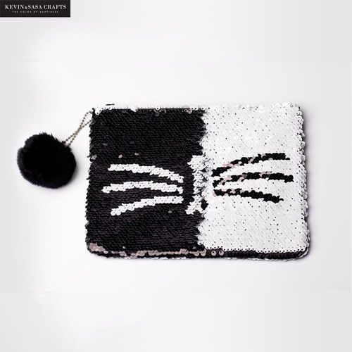 Boîte À Crayons Réversible À Paillettes Porte Crayon Pour Chat, Fournitures Scolaires Noires, Boîte À Crayons Pour Cadeau, Outils Scolaires Porte Crayon S