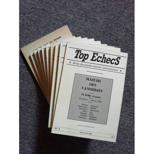 Top Échecs Revue Des Grands Tournois Internationaux Collection Complète 10 Numéros 1988/1990