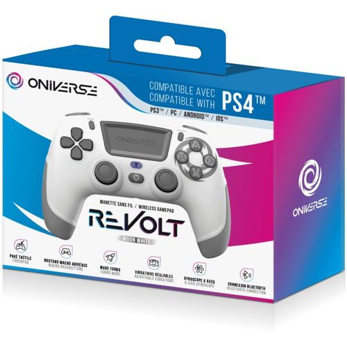 Manette Sans Fil Oniverse Revolt Pour Ps4 Pc Et Mobile Bluetooth Blanc Lune