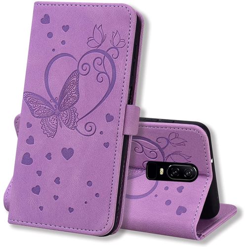 Coque Oneplus 6, Coque Portefeuille Oneplus 6, Protection Etui Housse Premium En Cuir Pu [Porte Carte] Couverture Du Livre Pour Oneplus 6, Violet