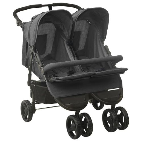 Vidaxl Poussette À Deux Places Anthracite Acier
