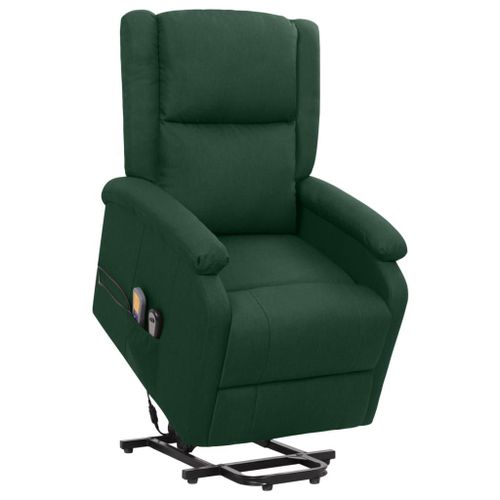 Vidaxl Fauteuil De Massage Inclinable Vert Foncé Tissu