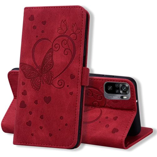 Coque Xiaomi Redmi Note 10 4g / Note 10s, Coque Portefeuille Redmi Note 10 4g / Note 10s, Etui Housse Premium En Cuir Pu [Porte Carte] Couverture Du Livre, Rouge