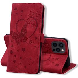 Coque Iphone 12 Pro Max, Coque Portefeuille Iphone 12 Pro Max, Protection Etui Housse Premium En Cuir Pu [Porte Carte] Couverture Du Livre Pour Iphone 12 Pro Max 6.7"", Rouge