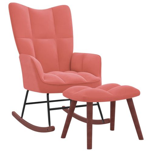 Vidaxl Chaise À Bascule Avec Repose-Pied Rose Velours
