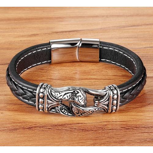 19cm - Tyo Bracelets Et Bracelets En Cuir Véritable Pour Hommes, Accessoires Magnifiques De Style Néo-Gothique, Nouvelle Collection