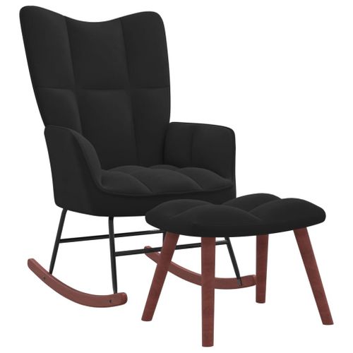 Vidaxl Chaise À Bascule Avec Repose-Pied Noir Velours