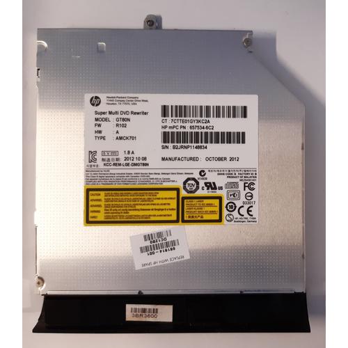 Lecteur graveur CD/DVD SATA HP GT80N P/N 657534-6C2 pour HP Pavilion G6-2239SF (C6M03EA#ABF).