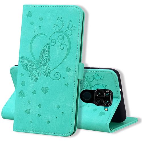Coque Xiaomi Redmi Note 9, Coque Portefeuille Xiaomi Redmi Note 9, Protection Etui Housse Premium En Cuir Pu [Porte Carte] Couverture Du Livre Pour Redmi Note 9, Vert