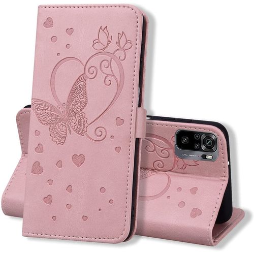 Coque Xiaomi Redmi Note 10 4g / Note 10s, Coque Portefeuille Redmi Note 10 4g / Note 10s, Etui Housse Premium En Cuir Pu [Porte Carte] Couverture Du Livre, Rose
