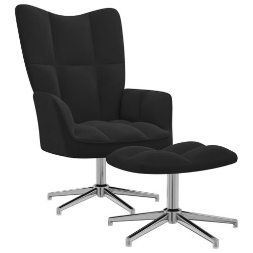 Vidaxl Chaise De Relaxation Avec Repose-Pied Noir Velours