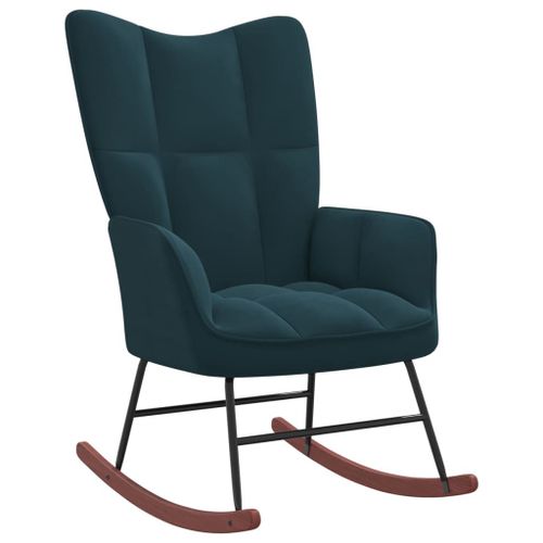 Vidaxl Chaise À Bascule Bleu Velours