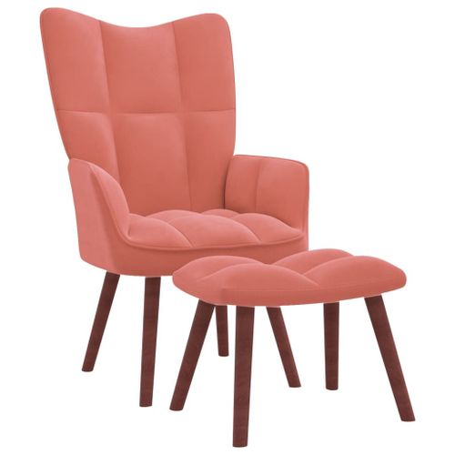 Vidaxl Chaise De Relaxation Avec Repose-Pied Rose Velours