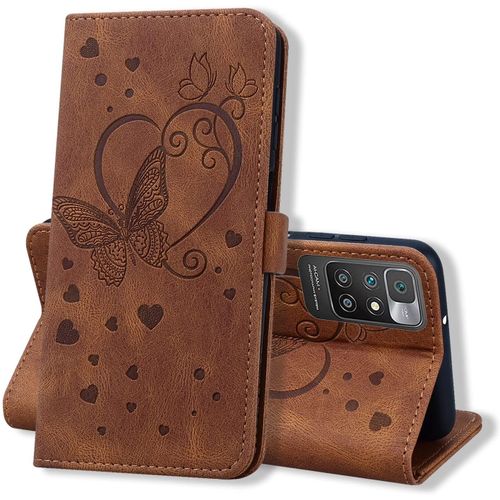 Coque Xiaomi Redmi 10 4g, Coque Portefeuille Xiaomi Redmi 10, Protection Etui Housse Premium En Cuir Pu [Porte Carte] Couverture Du Livre Pour Xiaomi Redmi 10 6,5"", Brun
