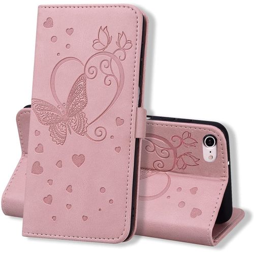 Coque Iphone 7 / Iphone 8 / Iphone Se 2020, Coque Portefeuille, Etui Housse Premium En Cuir Pu [Porte Carte] Couverture Du Livre Pour Iphone 7 / Iphone 8 / Iphone Se 2020, Rose