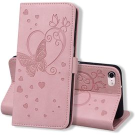 Coque Iphone 7 / Iphone 8 / Iphone Se 2020, Coque Portefeuille, Etui Housse Premium En Cuir Pu [Porte Carte] Couverture Du Livre Pour Iphone 7 / Iphone 8 / Iphone Se 2020, Rose