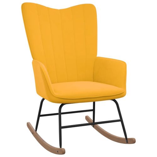 Vidaxl Chaise À Bascule Jaune Moutarde Velours