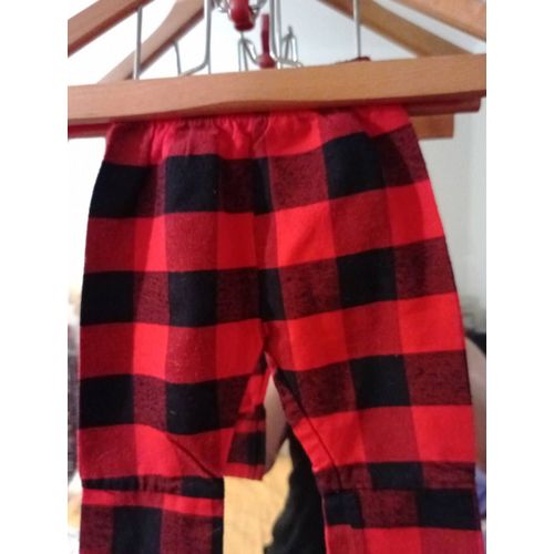 Pantalon À Carreaux Rouges/ Noirs 6/12 Mois.