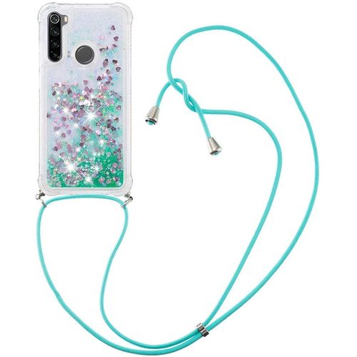 Pour Xiaomi Poco X3 Nfc Coque, Bling Liquide Paillette Antichoc Kawaii Etui Housse Avec Cordage Lanyard Case Pour Xiaomi Poco X3 Nfc. Lp Love Green
