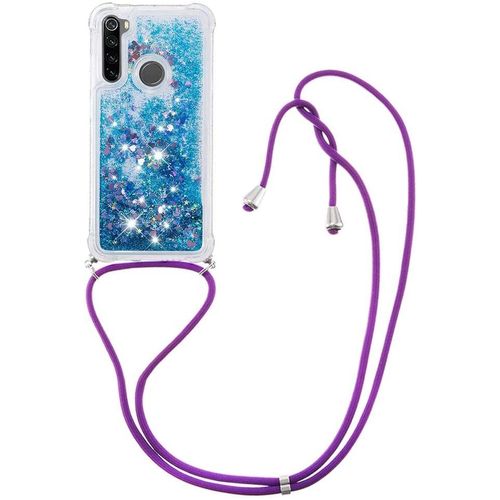 Pour Xiaomi Poco X3 Nfc Coque, Bling Liquide Paillette Antichoc Kawaii Etui Housse Avec Cordage Lanyard Case Pour Xiaomi Poco X3 Nfc. Lp Love Blue