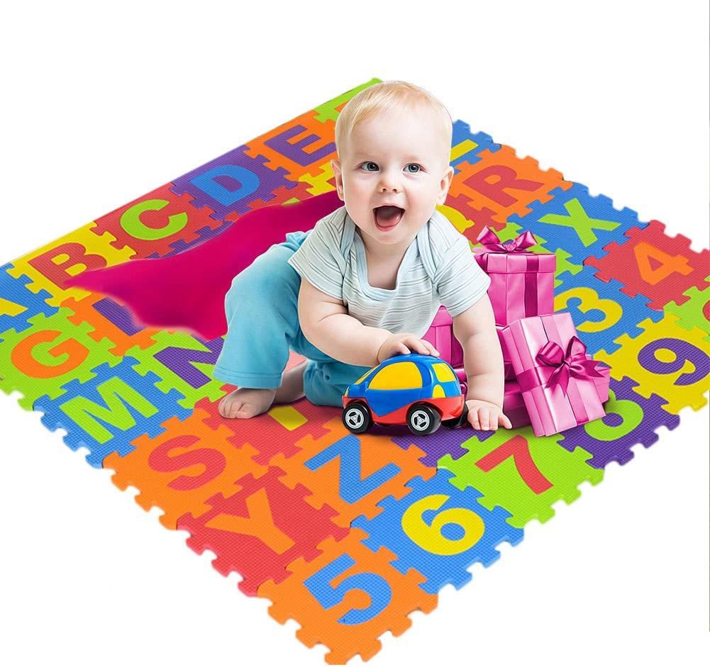 Tapis De Jeu En Mousse Pour Enfants,Tapis De Sol Emboîtables Pour Enfants - 36 Pièces Tapis De Jeu Pour Bébés Et Tout-Petits, Abc Puzzle Lettres Et Chiffres Tapis De Jeu Éducatif Pour Enfants