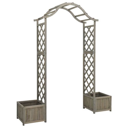 Vidaxl Pergola De Jardin Avec Jardinière Gris Bois Pin Massif
