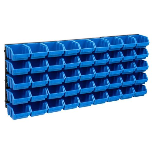 VidaXL Kit de bacs de stockage et panneaux muraux 48 pcs Bleu et noir