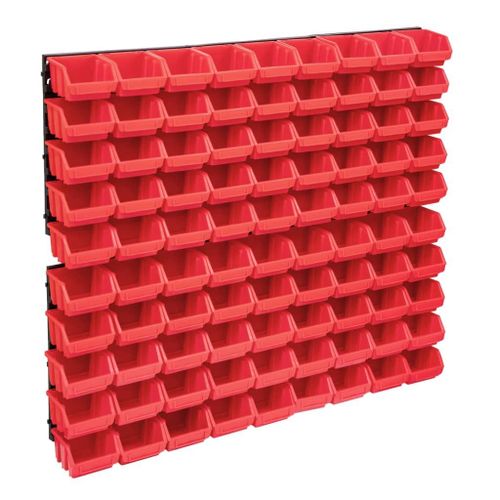 VidaXL Kit de bacs de stockage et panneaux muraux 96 pcs Rouge et noir