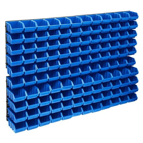 VidaXL Kit de bacs de stockage et panneaux muraux 128 pcs Bleu et noir