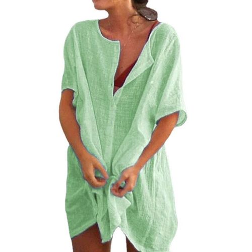 Robe De Plage Pour Femme Bikini Cover Up Beach Poncho Cardigan D'¿¿T¿¿ Pour Femme Avec Col Rond Pareos Robe D'¿¿T¿¿ Maillots De Bain Beach Cover Up Chemise De Plage ¿¿ Manches Courtes Chemisiers