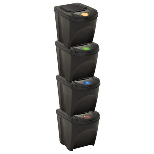 Vidaxl Poubelles Empilables 4 Pcs Anthracite 100 L