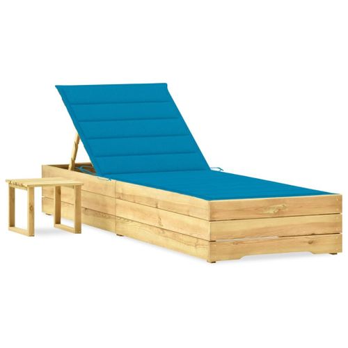 Vidaxl Chaise Longue De Jardin Avec Table Et Coussin Pin Imprégné