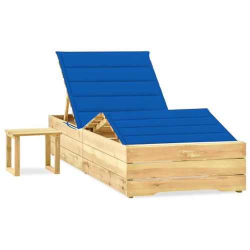 Vidaxl Chaise Longue De Jardin Avec Table Et Coussin Pin Imprégné