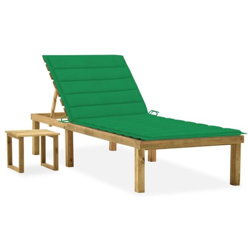 Vidaxl Chaise Longue De Jardin Avec Table Et Coussin Pin Imprégné
