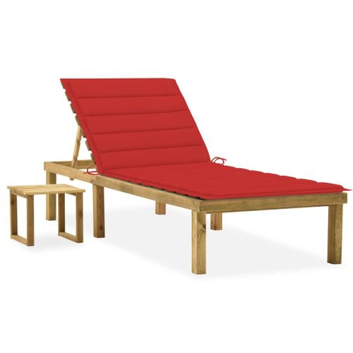Vidaxl Chaise Longue De Jardin Avec Table Et Coussin Pin Imprégné