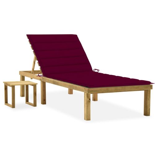 Vidaxl Chaise Longue De Jardin Avec Table Et Coussin Pin Imprégné