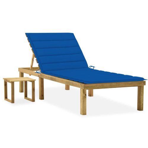 Vidaxl Chaise Longue De Jardin Avec Table Et Coussin Pin Imprégné