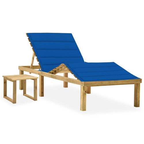 Vidaxl Chaise Longue De Jardin Avec Table Et Coussin Pin Imprégné