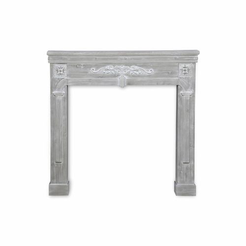 Manteau de cheminée - Romance - décor bois gris cérusé