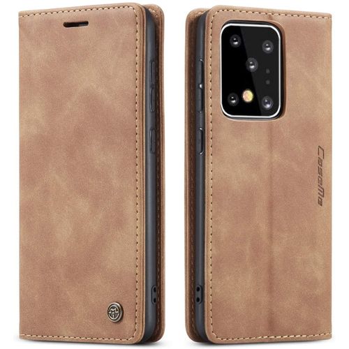 Etui Coque Pour Samsung Galaxy S20 Ultra, Portefeuille Fentes Cartes Housse Antichoc Cuir Pu Vintage Portefeuille Etui Compatible Avec Samsung Galaxy S20 Ultra - Marron