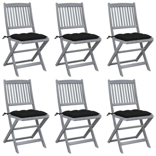 Vidaxl Chaises Pliables D'extérieur 6 Pcs Avec Coussins Bois D'acacia
