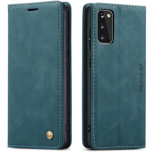 Etui Coque Pour Samsung Galaxy S20, Portefeuille Fentes Cartes Housse Antichoc Cuir Pu Vintage Portefeuille Etui Compatible Avec Samsung Galaxy S20 - Bleu