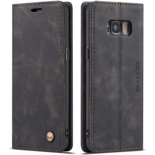 Etui Coque Pour Samsung Galaxy S8, Portefeuille Fentes Cartes Housse Antichoc Cuir Pu Vintage Portefeuille Etui Compatible Avec Samsung Galaxy S8 - Noir